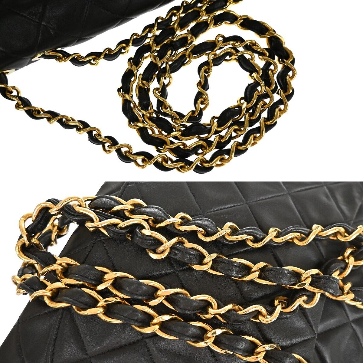 CHANEL CC Maxi Jumbo Matelasse 34 Chain Shoulder Bag Leather Black GHW 858RH948