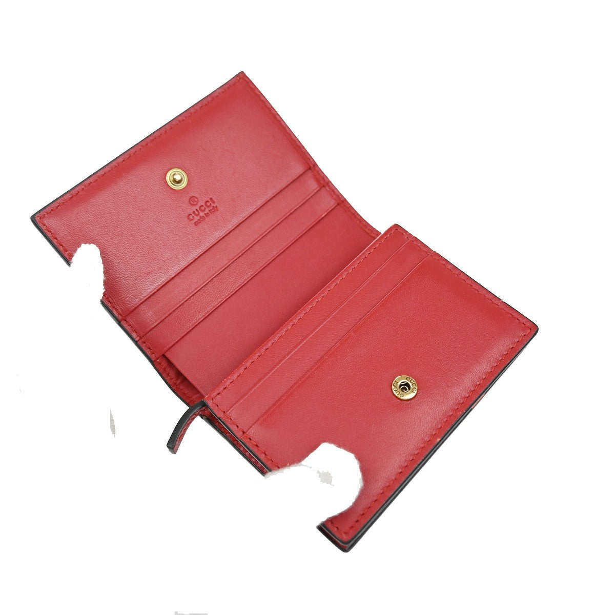 GUCCI Logo Cherry GG Pattern Compact Wallet Supreme Leather Brown 65EF797