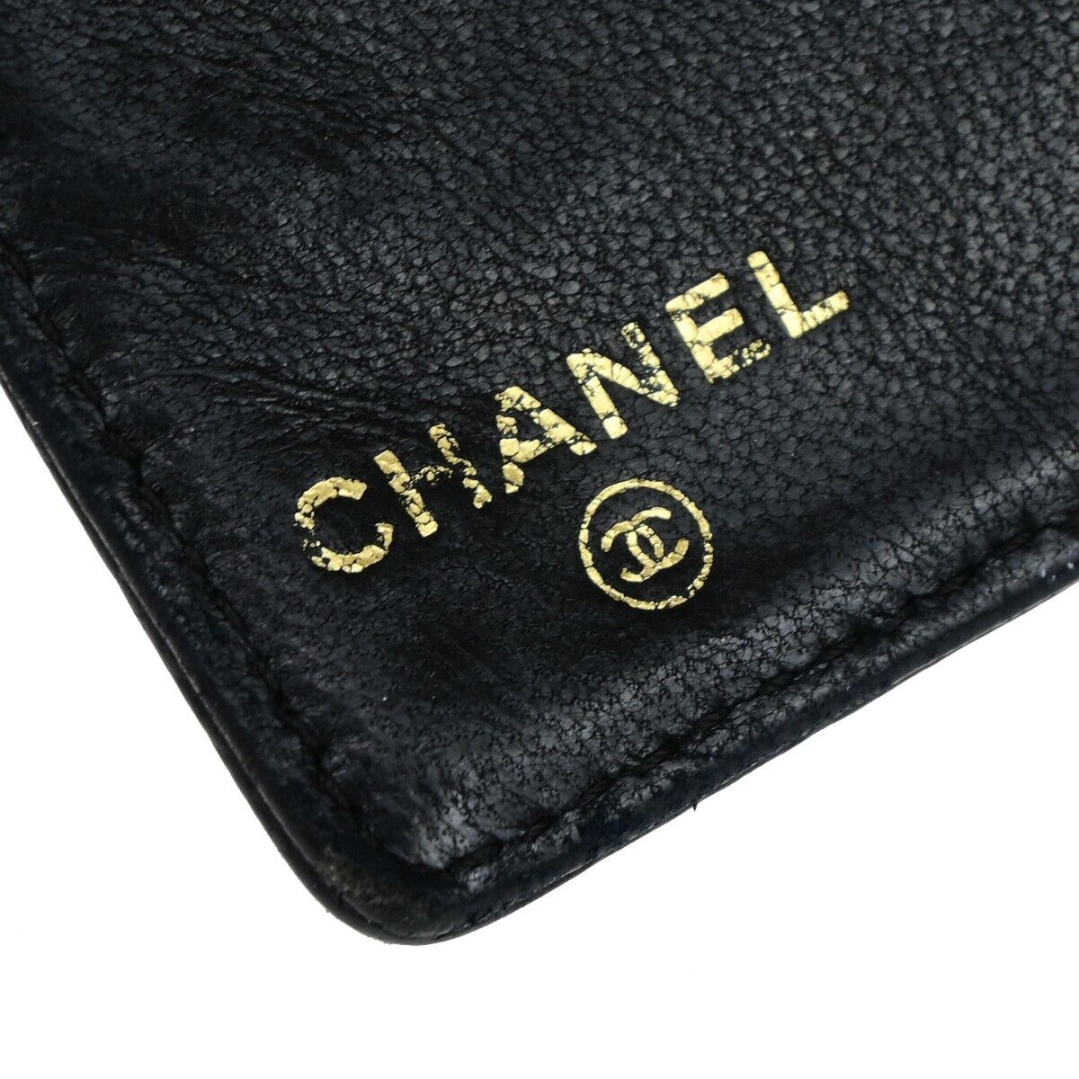 CHANEL CC Logo Long Bifold Wallet Purse Caviar Skin Leather Black GHW 33EB273