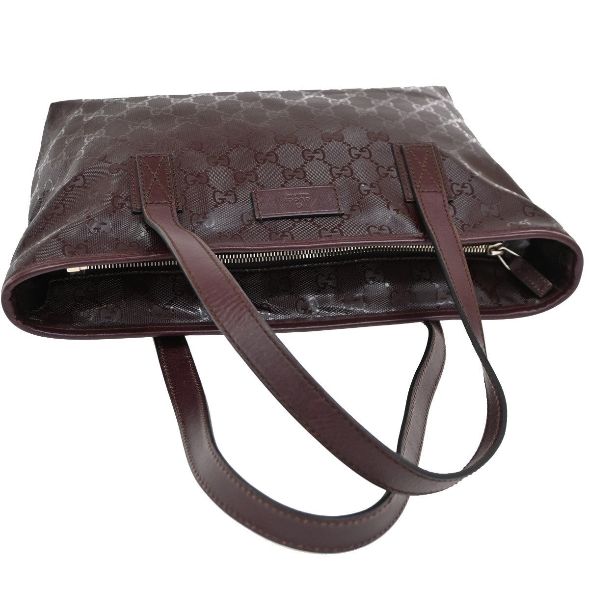 GUCCI GG Pattern Imprime Shoulder Bag PVC  Leather Red Burgundy Italy 39KC078