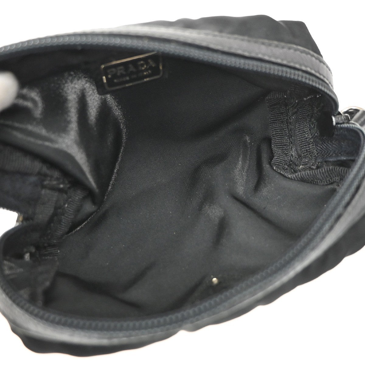 PRADA Logo Tessuto Mini Cosmetic Pouch Nylon Leather Black SHW Italy 09KD207