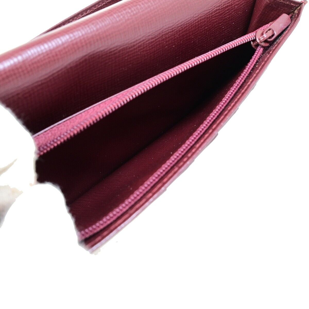 Must De Cartier 2C Logo Vertical Long Bifold Wallet Leather Bordeaux 02EB608
