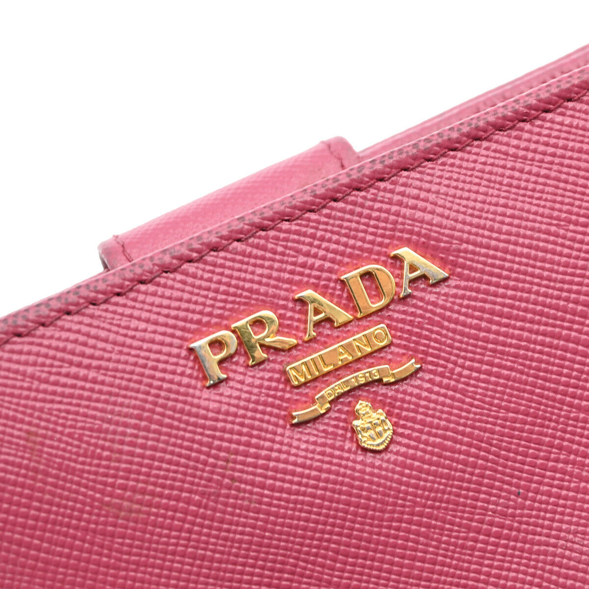 PRADA Logo Saffiano Bifold Wallet Purse Ibisco Pink GHW 69YE529