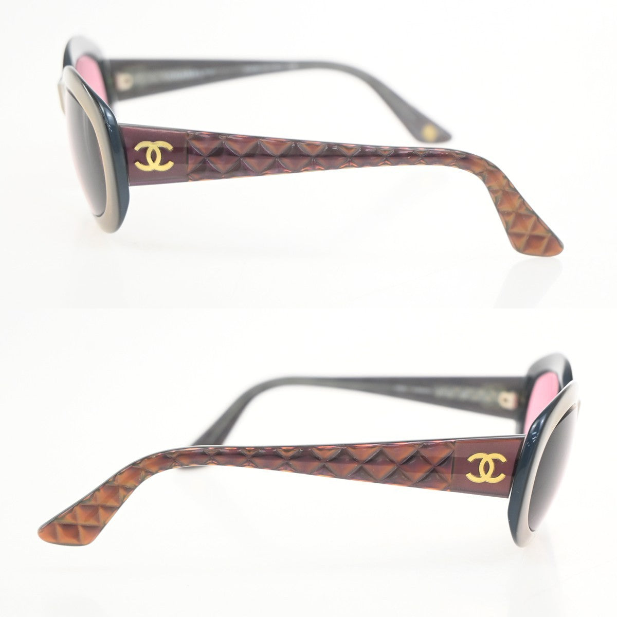 CHANEL CC Logo Sunglasses Eye Wear Plastic Pink Purple Italy 5009 63RL778