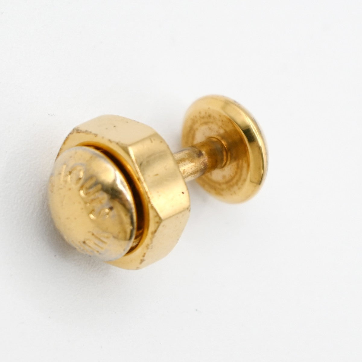LOUIS VUITTON Cufflinks Bouton Set Case Damier Ebene Gold Italy M61030 61KC477
