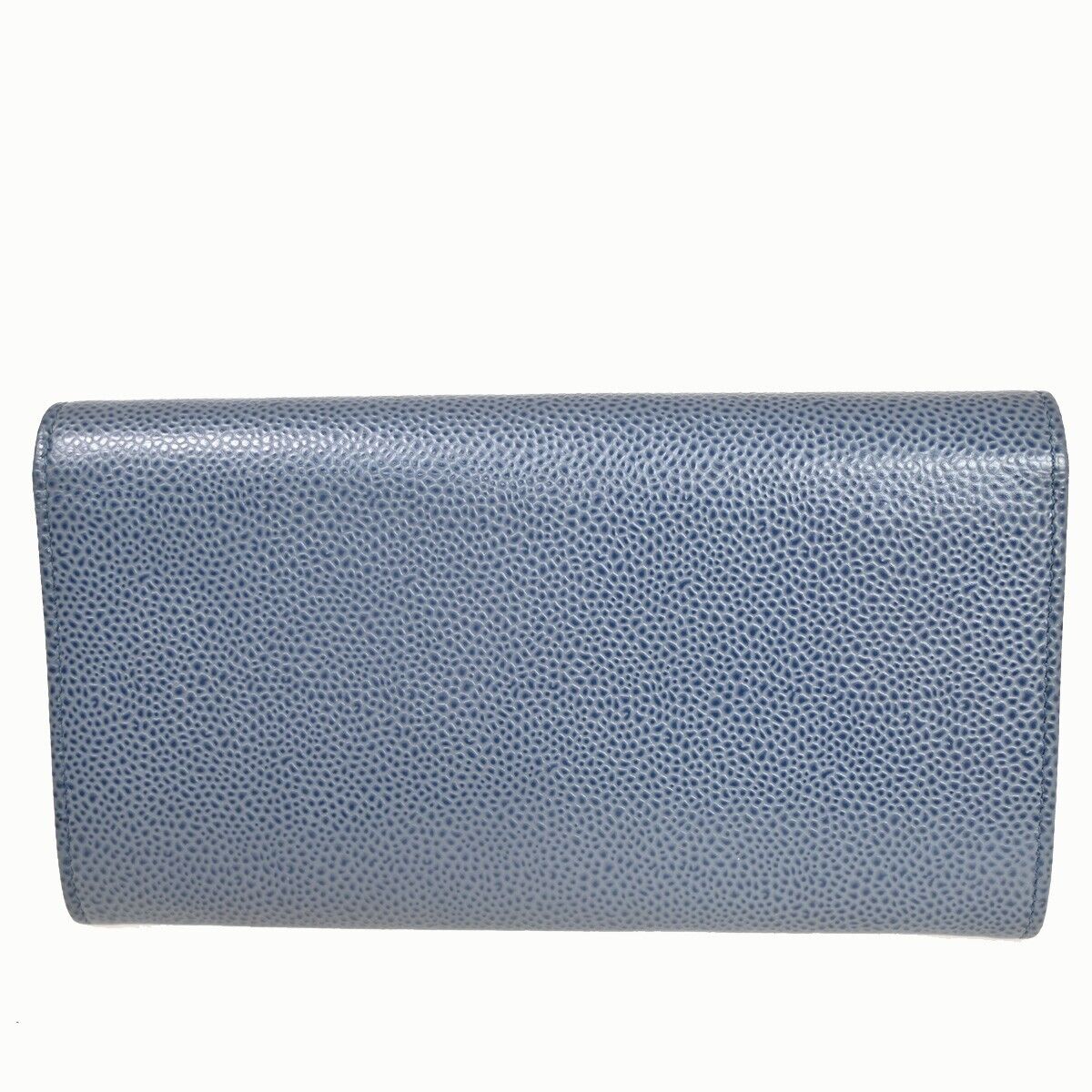 CHANEL CC Logo Long Wallet Purse Caviar Skin Leather Blue SHW 72RF120