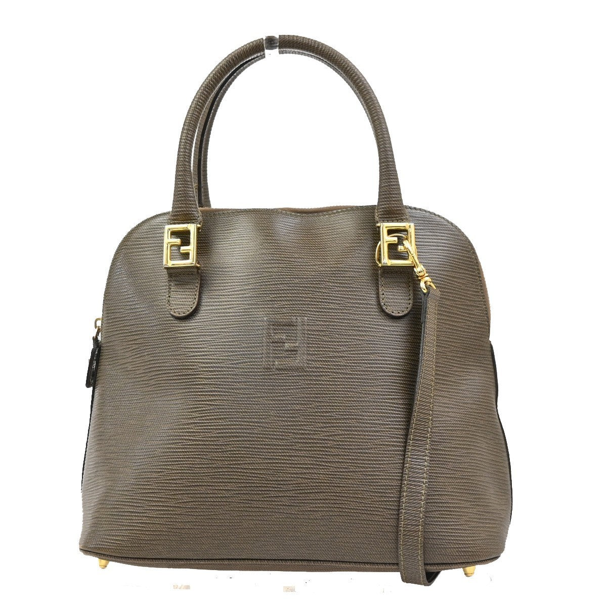 FENDI FF Logo 2way Shoulder Hand Bag Leather Brown GHW Italy 36KD108