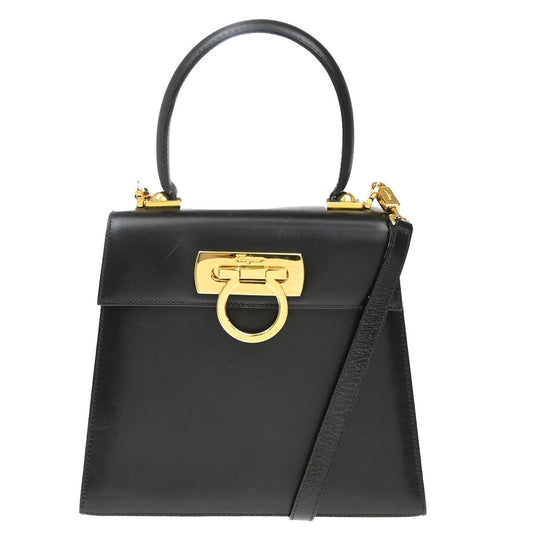SALVATORE FERRAGAMO Logo Gancini 2Way Shoulder Hand Bag Leather Brown 83RF550