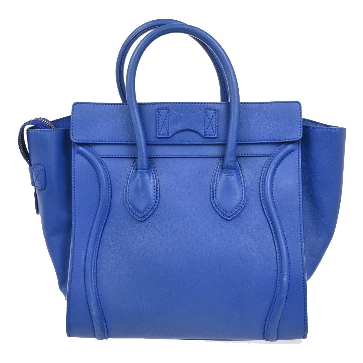 CELINE Luggage Mini Top Handle Tote Hand Bag Leather Blue GHW Italy 95RL900