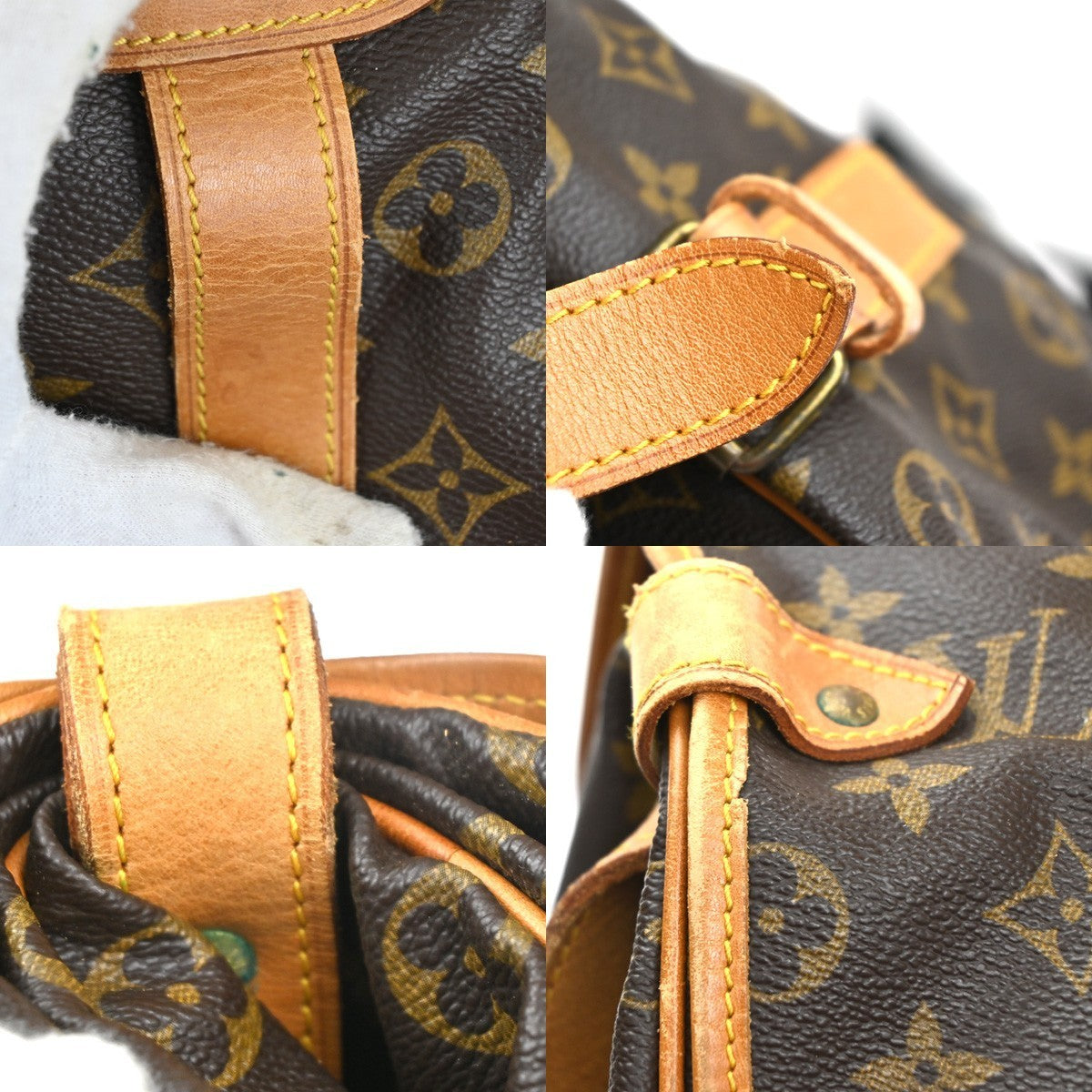 LOUIS VUITTON Logo Saumur 43 Shoulder Bag Monogram Leather Brown M42252 98MA210