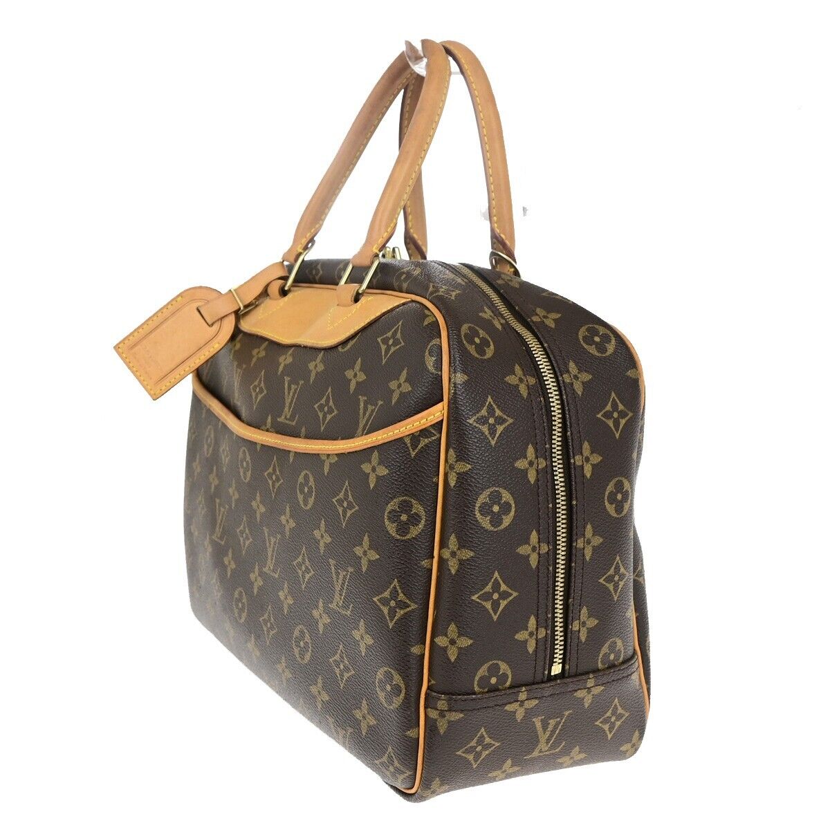 LOUIS VUITTON LV Logo Deauville Hand Bag Monogram Leather Brown M47270 89FB067