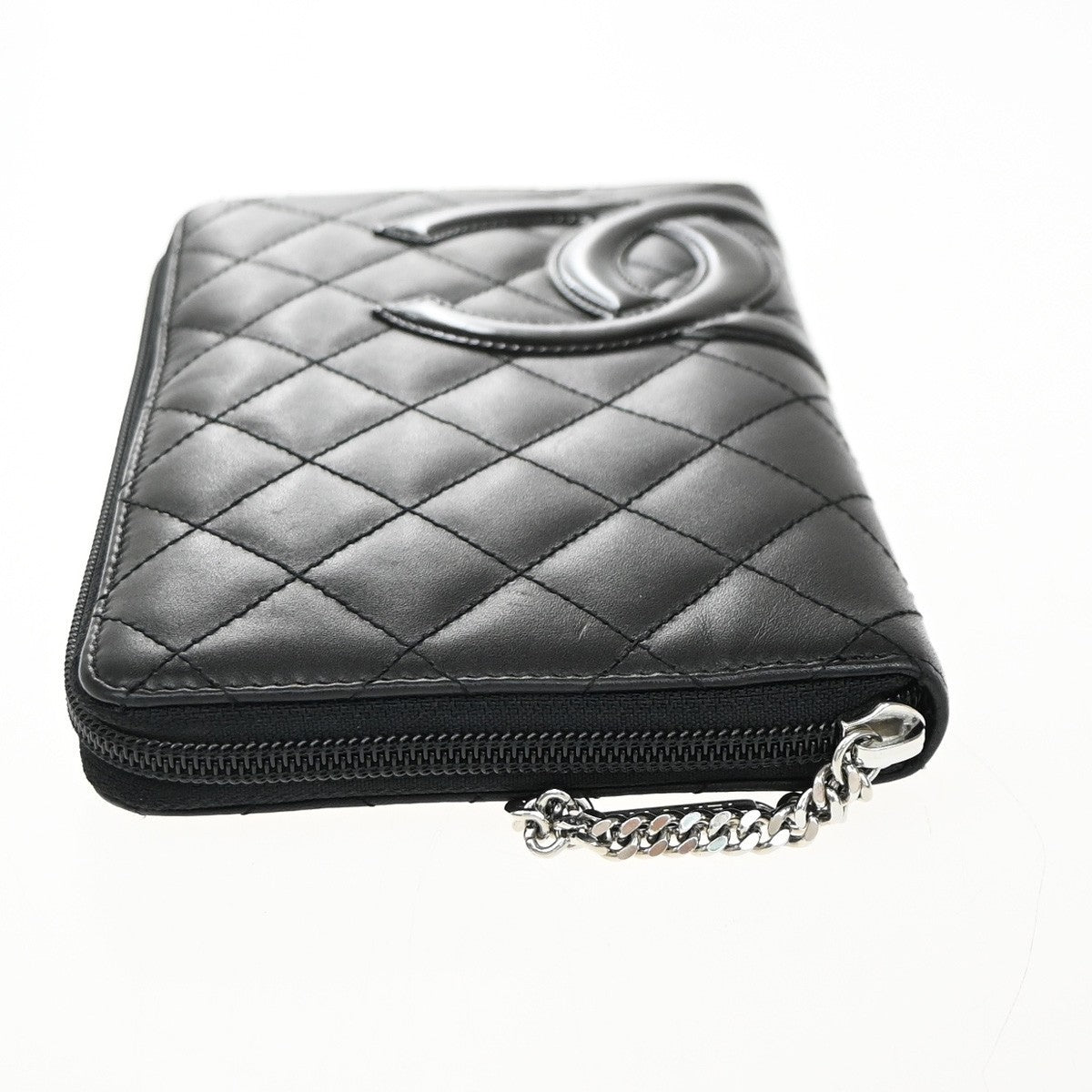 CHANEL CC Logo Cambon Long Bifold Wallet Patent Leather Black Pink Italy 16RF779