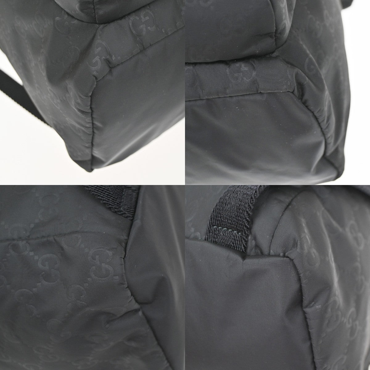 GUCCI Logo GG Pattern Backpack Bag Nylon Leather Black SHW Italy 99YH952