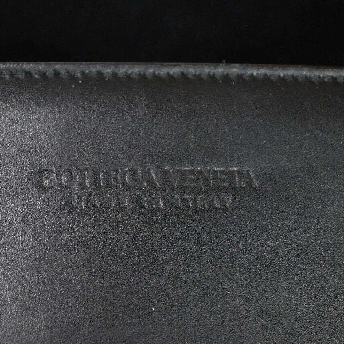 BOTTEGA VENETA Logo Shoulder Tote Bag embossing Leather Black Italy  75SH569