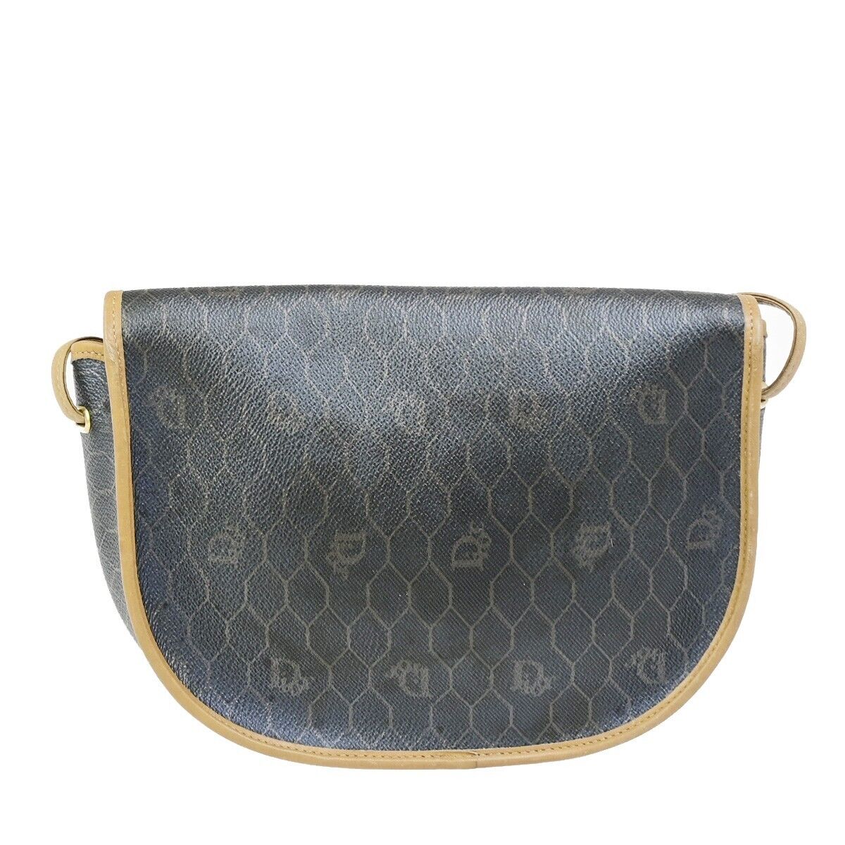 CHRISTIAN DIOR Logos Honeycomb Shoulder Bag PVC Leather Brown Gold 65EC892