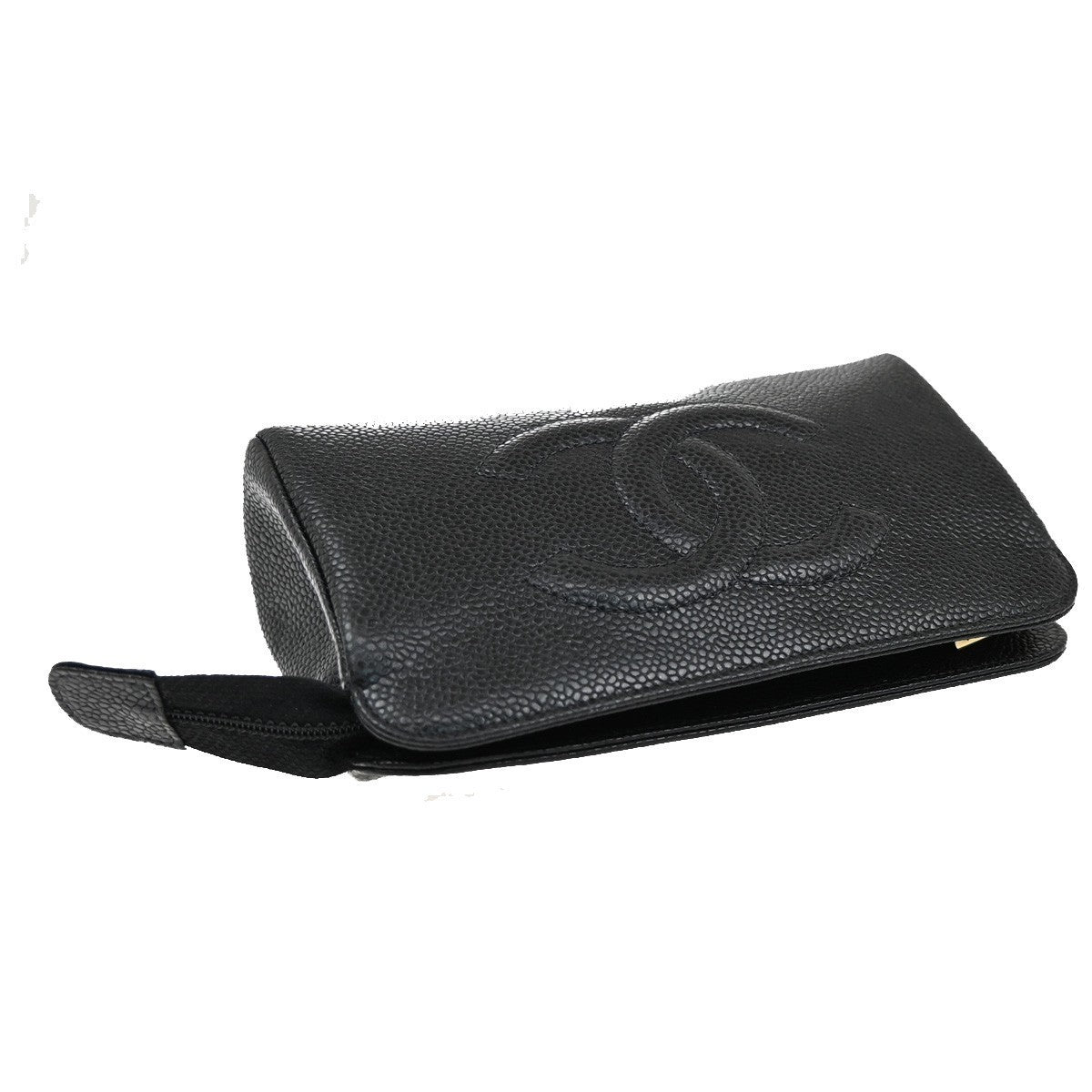 CHANEL CC Logo Mini Pouch Bag Grained Calfskin Leather Black GHW France 34KB454