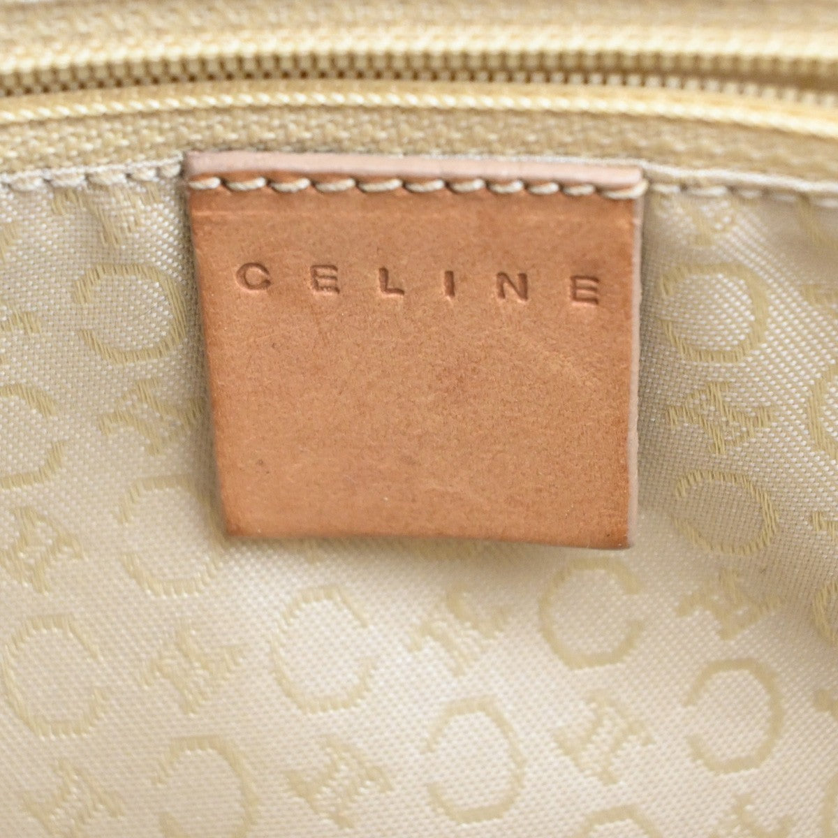 CELINE Logo C Macadam Pattern Hand Bag Suede Leather Orange Brown Italy 68MA192