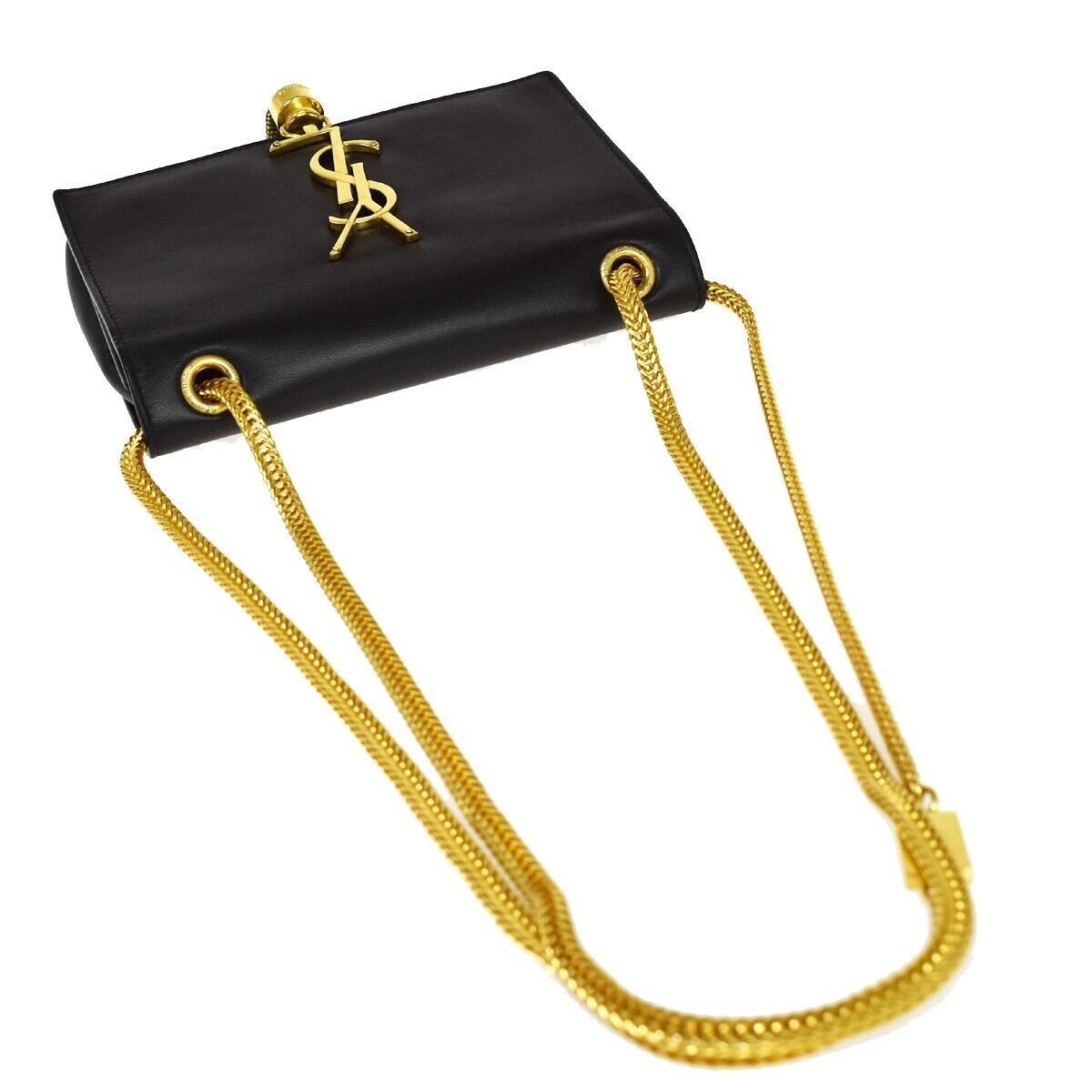 SAINT LAURENT YSL Logo Kate Tassel Chain Shoulder Bag Leather Black 663RH567
