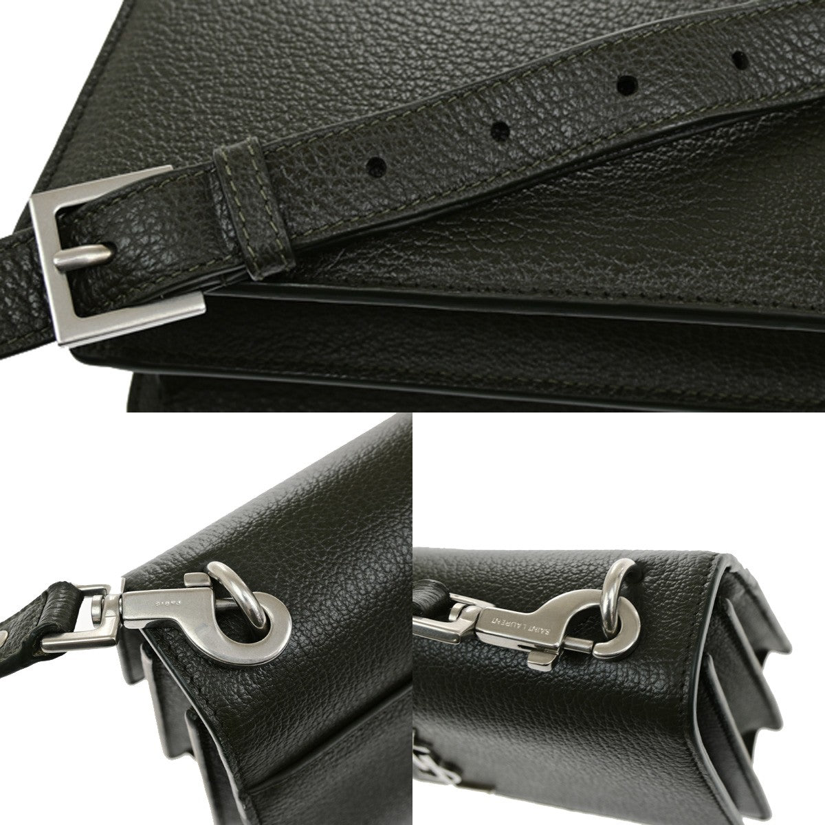 SAINT LAURENT Logo Sunset Medium Shoulder Bag Leather Gray SHW Italy 628RL071