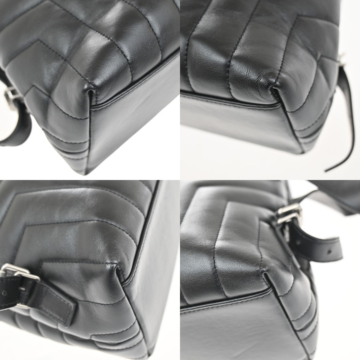 SAINT LAURENT YSL Logo LouLou Backpack Bag Leather Black SHW Italy 652LC599
