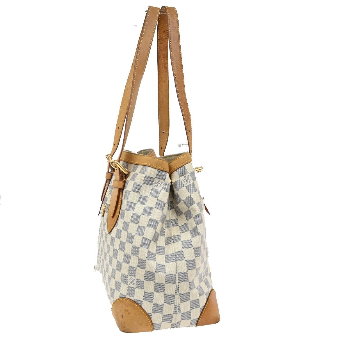 LOUIS VUITTON Hampstead MM Shoulder Bag Damier Azur Leather White N51206 88KB552