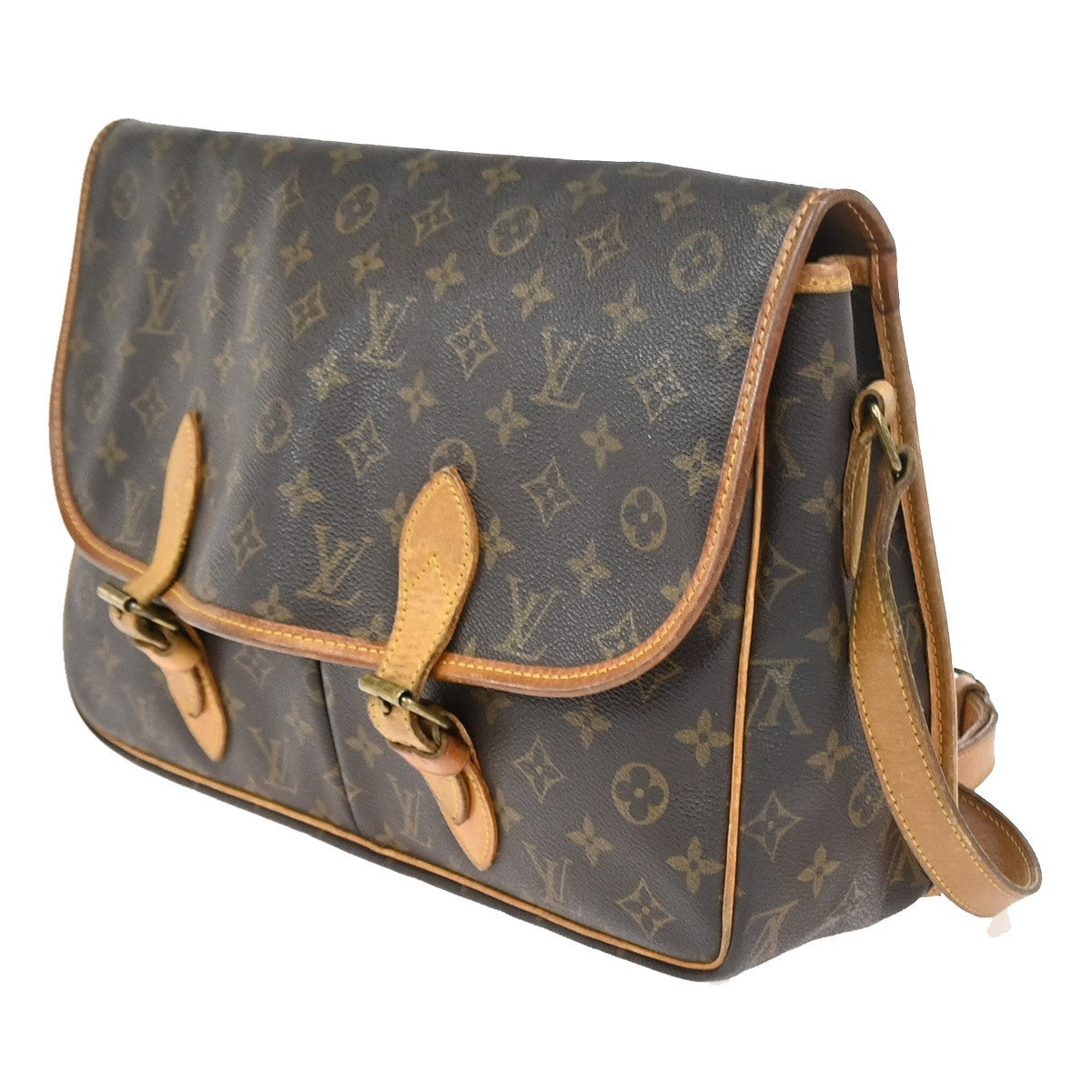 LOUIS VUITTON Gibeciere GM Shoulder Bag Monogram Leather Brown M42249 68YJ063