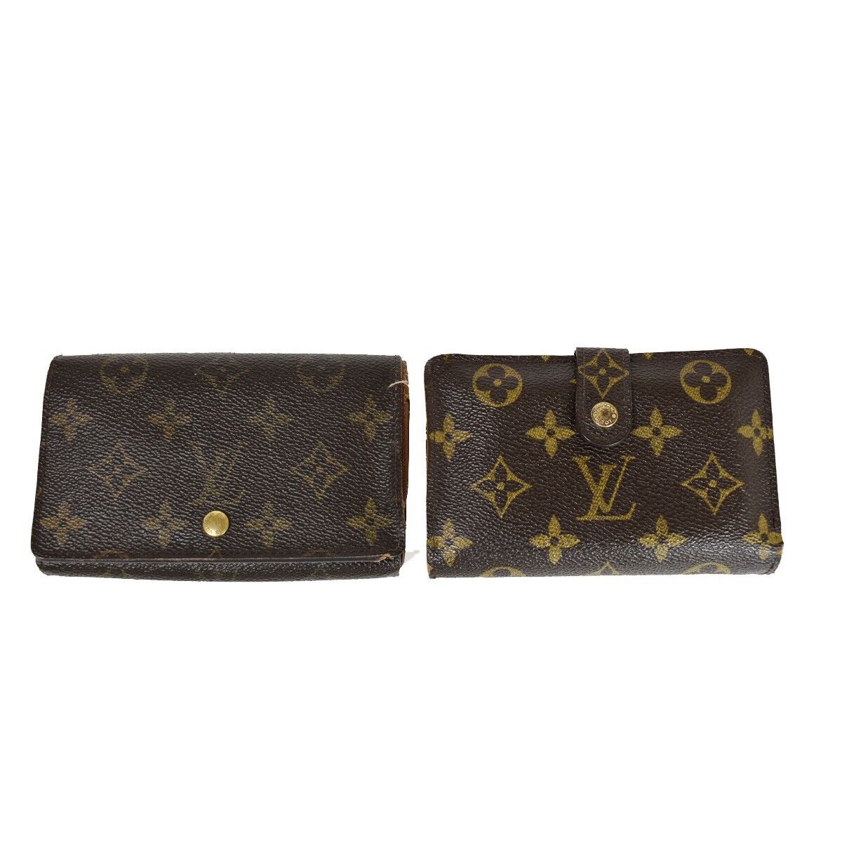 LOUIS VUITTON 2 Set Bifold Wallet Purse Monogram Leather Brown 60GA568