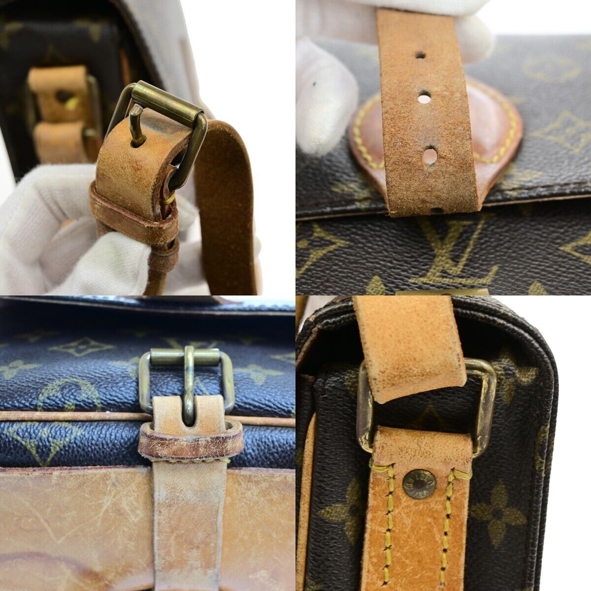 LOUIS VUITTON Cartouchiere MM Shoulder Bag Monogram Leather Brown M51253 33ED897