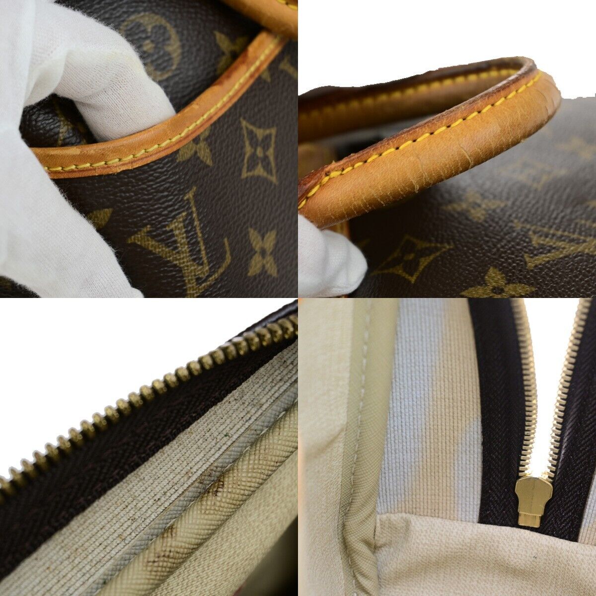 LOUIS VUITTON LV Logo Trouville Hand Bag Monogram Leather Brown M42228 83ED019