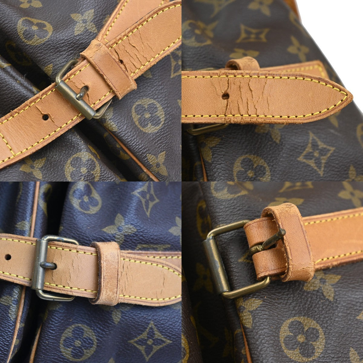 LOUIS VUITTON Logo Saumur 43 Shoulder Bag Monogram Leather Brown M42252 81MA628