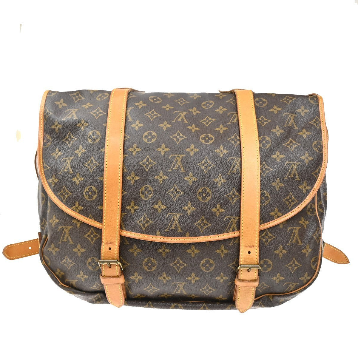 LOUIS VUITTON Logo Saumur 43 Shoulder Bag Monogram Leather Brown M42252 11MA176