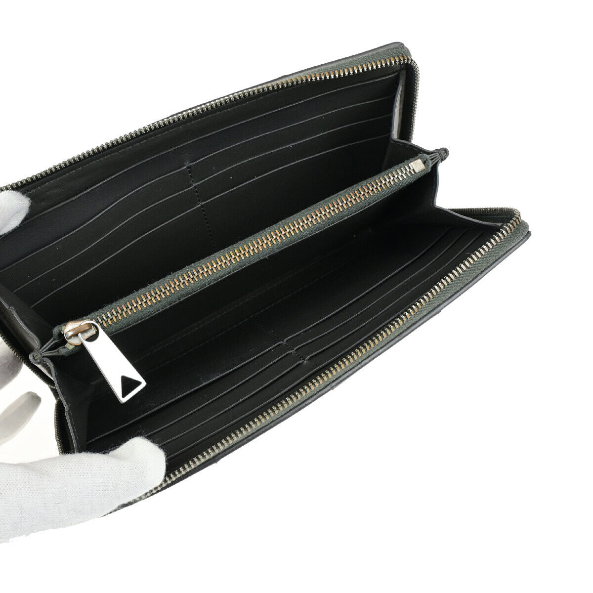 BOTTEGA VENETA Logo Cassette Zip Around Long Wallet Leather Gray Italy 30YG300