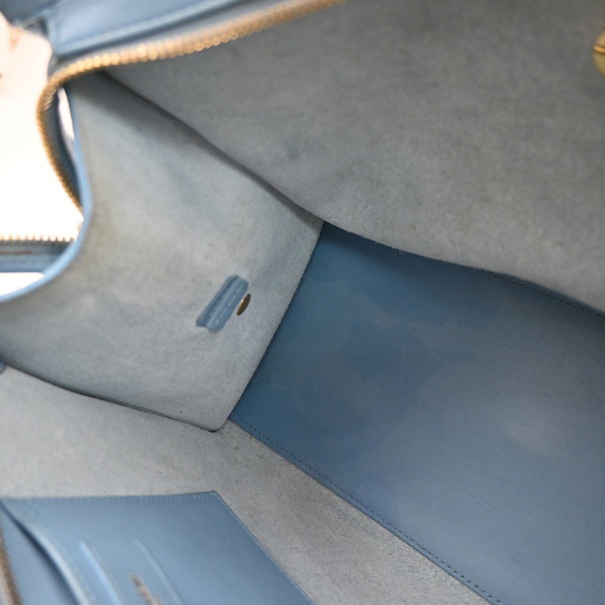 SAINT LAURENT  Logo Classic Y Cabas 2 Way Hand Bag Leather Blue Gold 79KP092