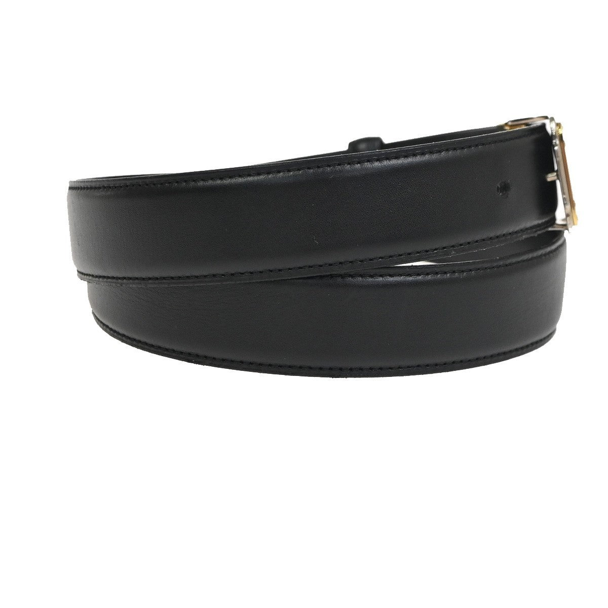 MUST DE CARTIER Logo Santos Waist Belt Leather Black GHW SHW France 66YH979