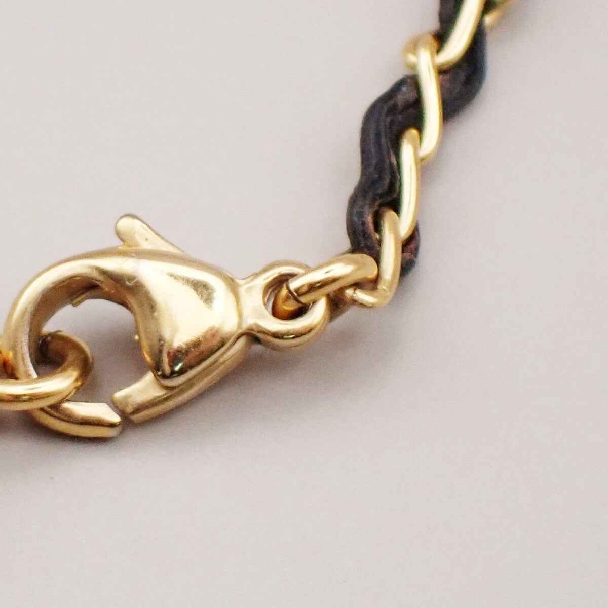 CHANEL CC Camellia Clover Chain Necklace 96P Leather GHW Vintage 665RK645