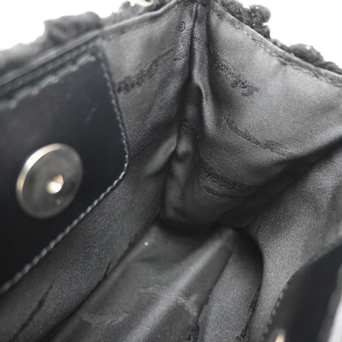 SALVATORE FERRAGAMO Gancini 2Way Shoulder Hand Bag Wool Leather Black 80RP045
