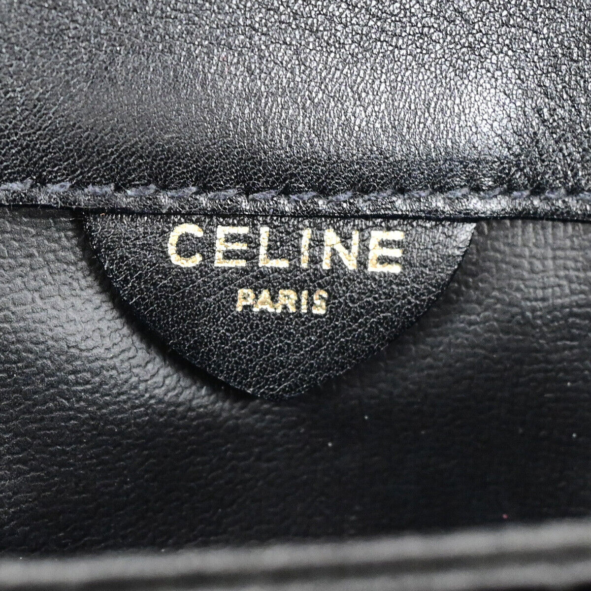 CELINE Logo Horse Carriage Shoulder Bag Leather Black GHW Italy 37YG546