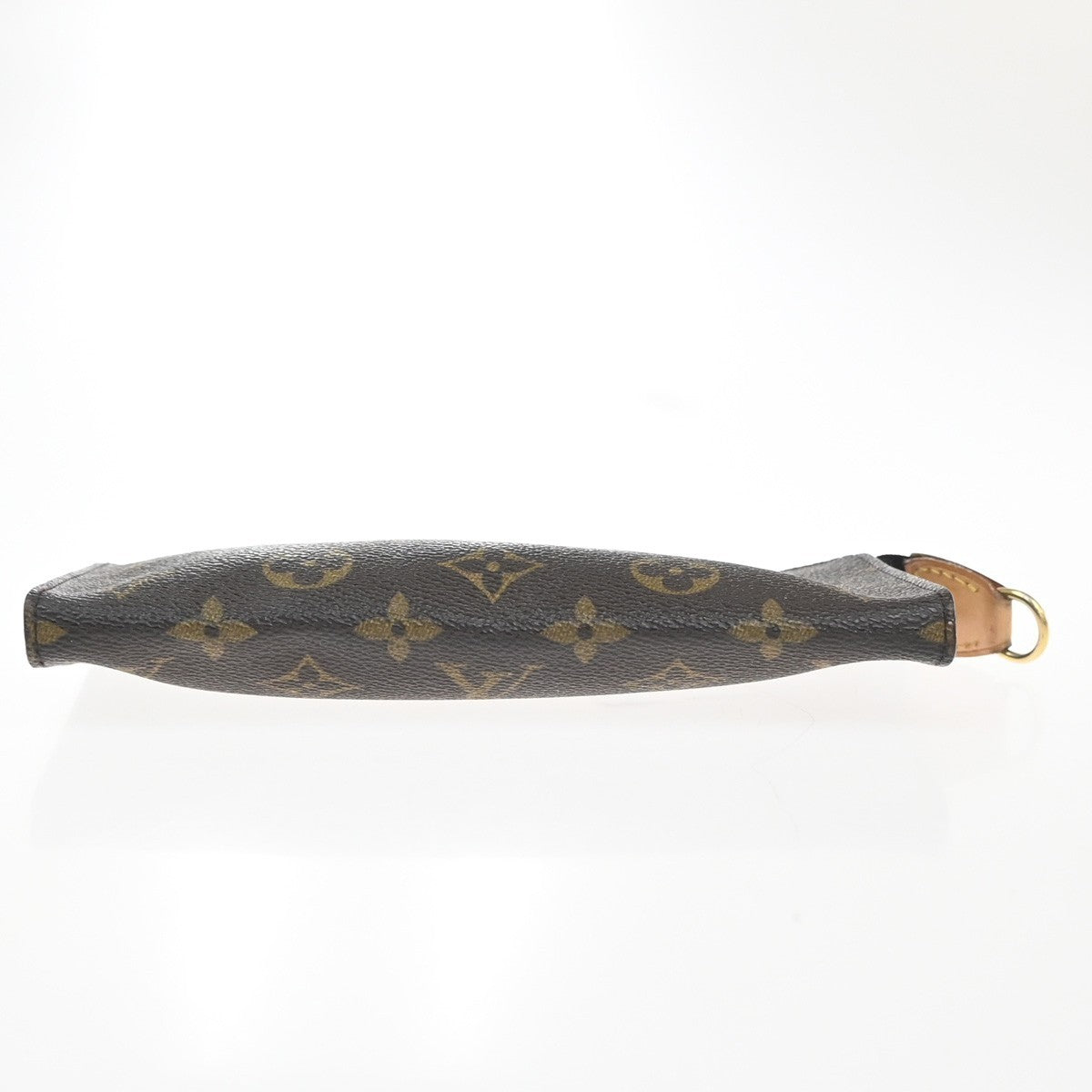 LOUIS VUITTON LV Logo Bucket GM Pouch Bag Monogram Leather Brown Gold 04KP602