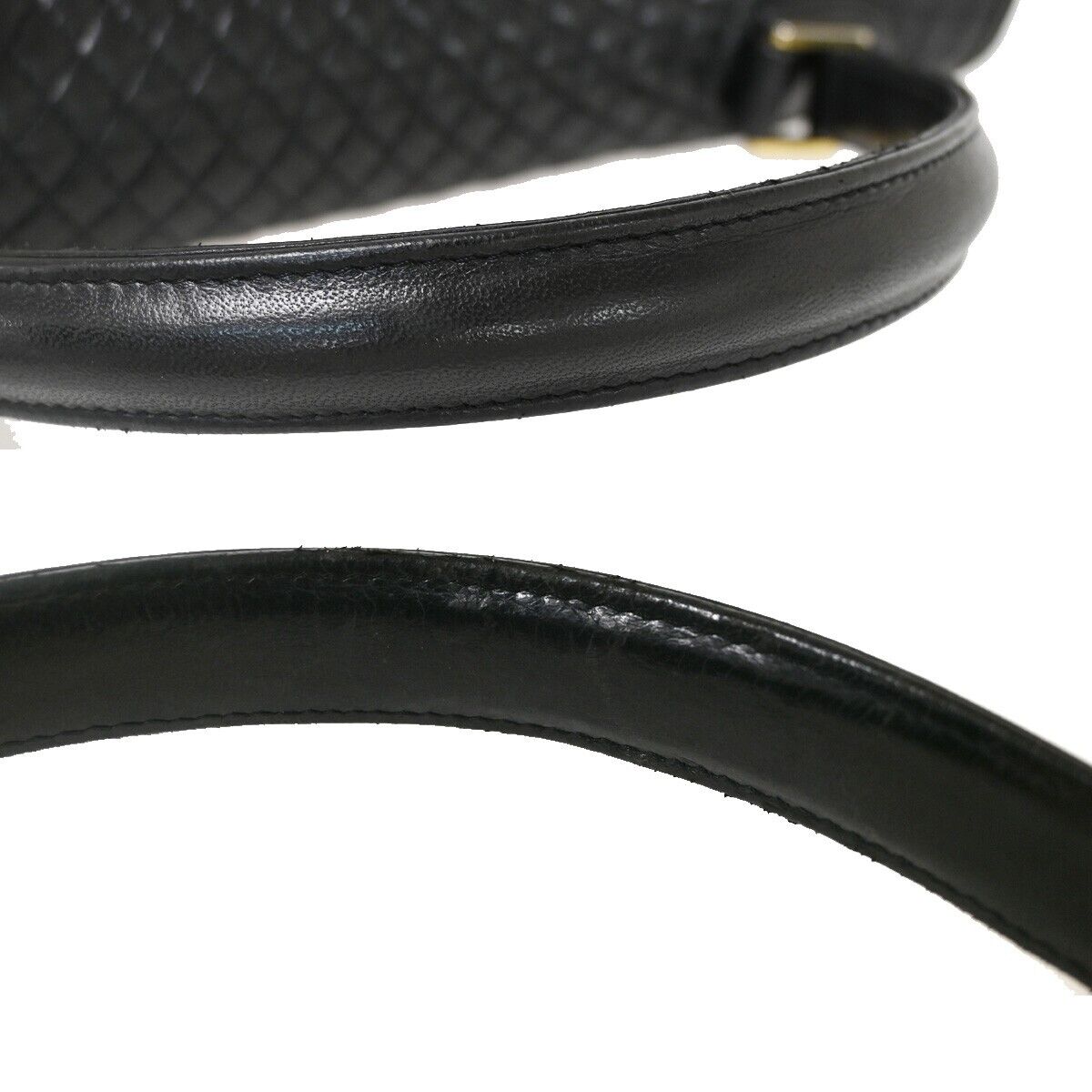 BALLY Logo Hand Bag Leather Black Gold-Plated Made In Italy 02YD220