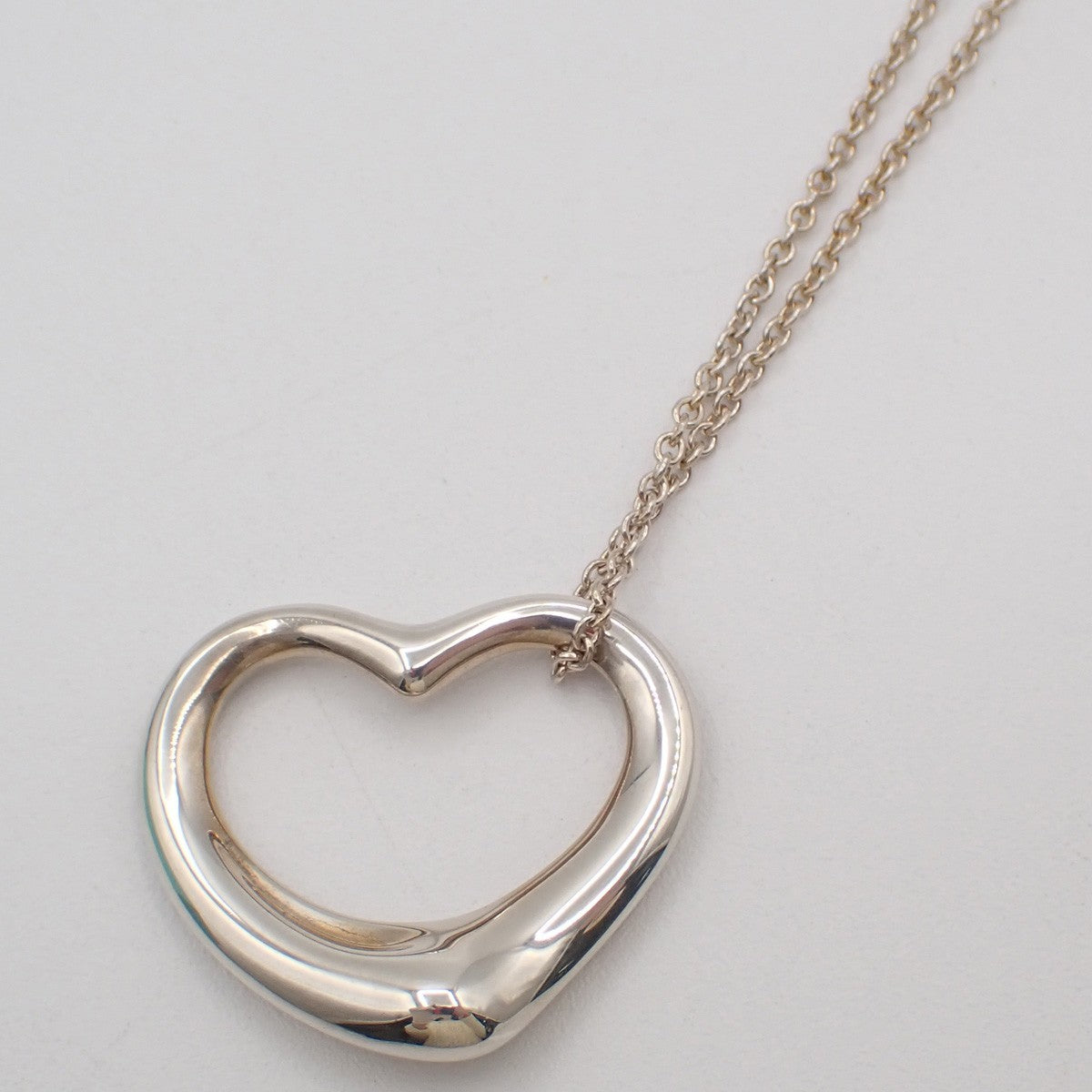 TIFFANY & CO. Open Heart 22mm Chain Necklace Ag 925 Elsa Peretti Silver 66EG157