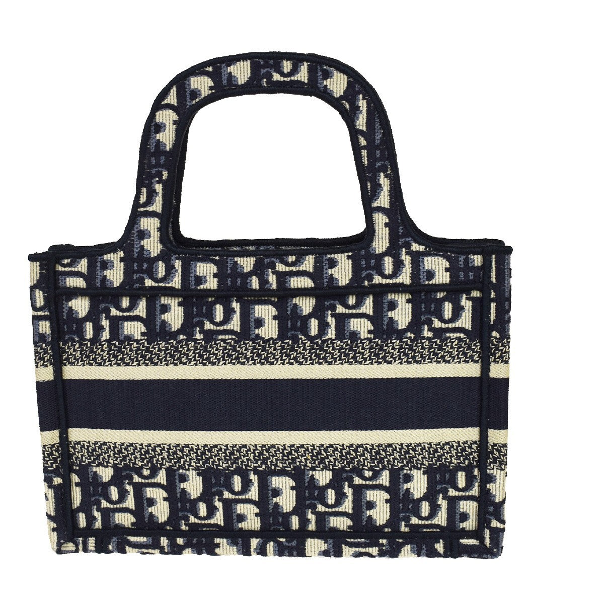 CHRISTIAN DIOR Logo OBLIQUE Mini Hand Bag Canvas Navy Blue Italy 373LC335