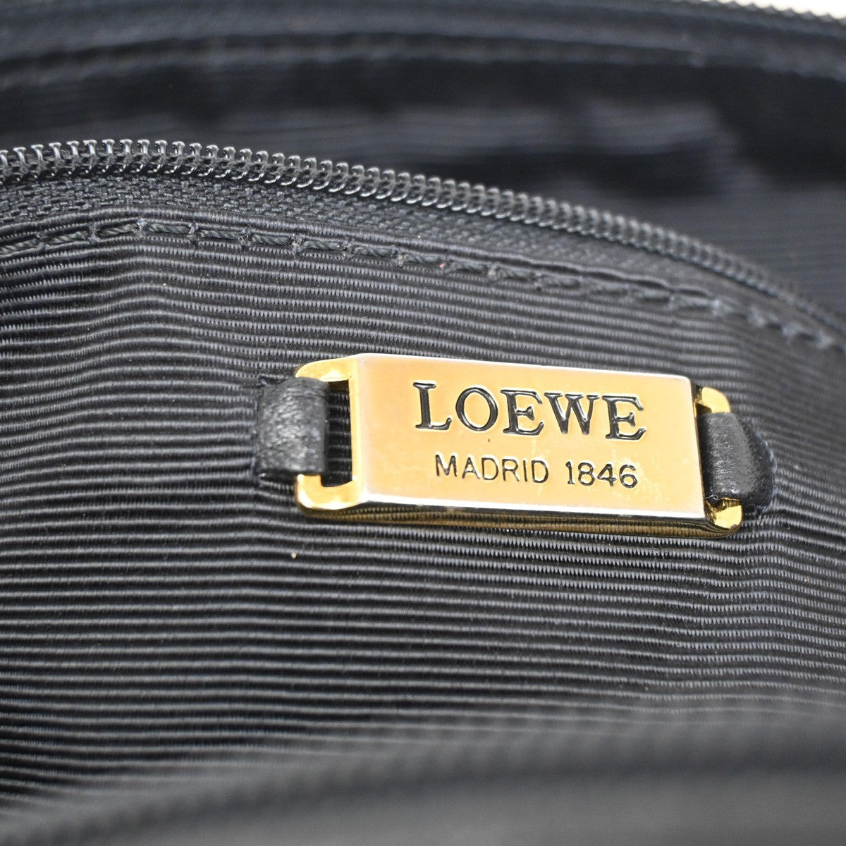 LOEWE LOGO Anagram Shoulder Hand Bag Nappa Leather Canvas Black GHW 60ZA277