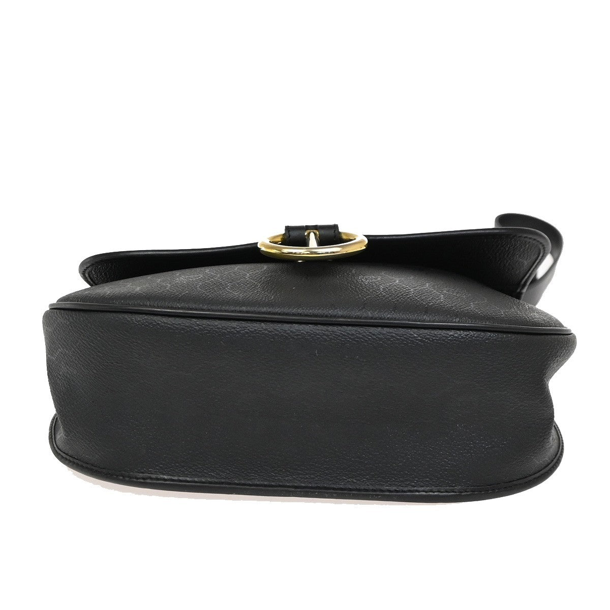 CHRISTIAN DIOR Logo Honeycomb Shoulder Bag PVC Leather Black GHW France 38KC673