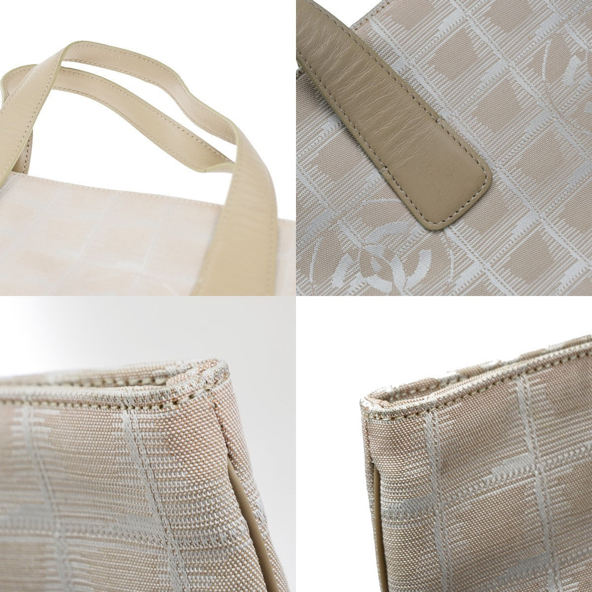 CHANEL CC Logo New Travel Line Shoulder Bag Nylon Leather Beige Italy 37EG407