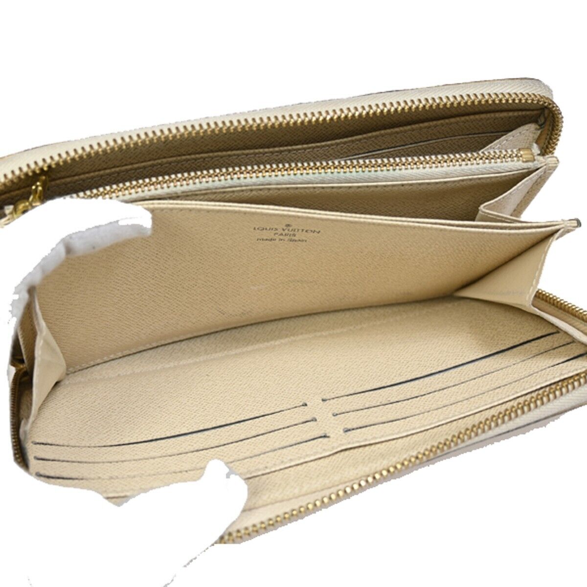 LOUIS VUITTON Long Zippy Wallet Purse Damier Azur Leather White N60019 32SH751
