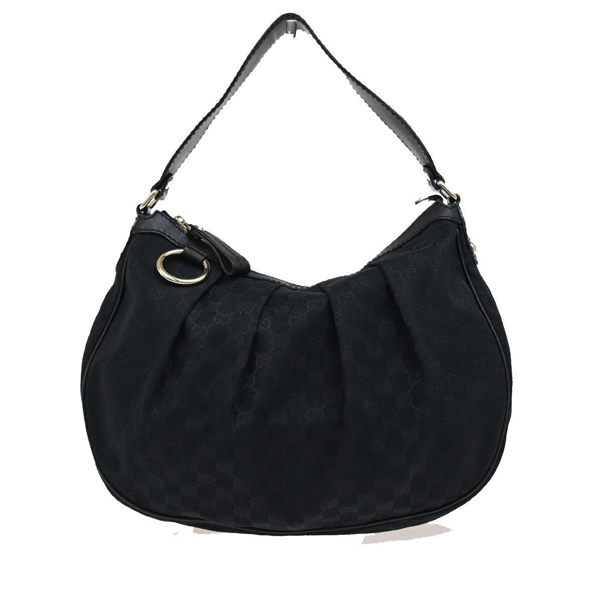 GUCCI Logo Sukey GG Pattern Shoulder Bag Canvas Leather Black Italy 30EE281