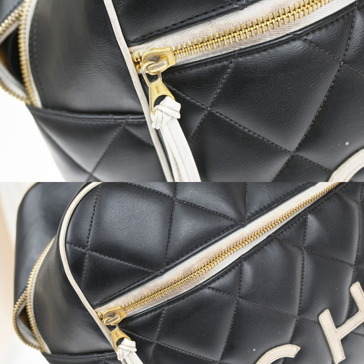 43.Live CHANEL Matelasse Travel Boston Hand Bag Leather Black France 338RQ053