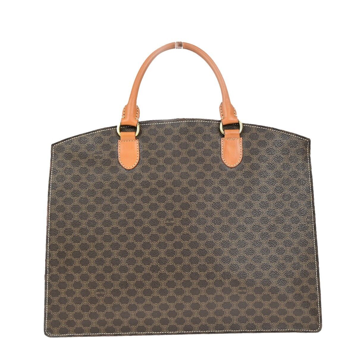 CELINE Logo Macadam Pattern Hand Bag PVC Leather GHW Made in Itay 83EC971