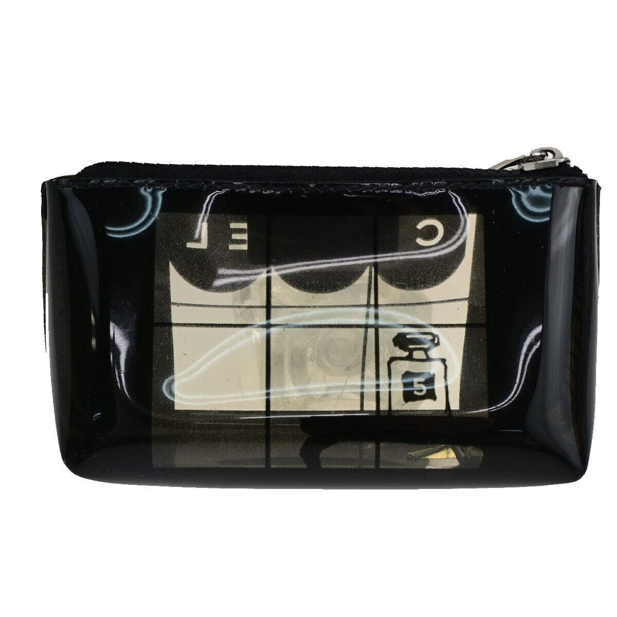 CHANEL CC Logo Coco Maison Window Mini Pouch Bag PVC Leather Black Italy 63FB253