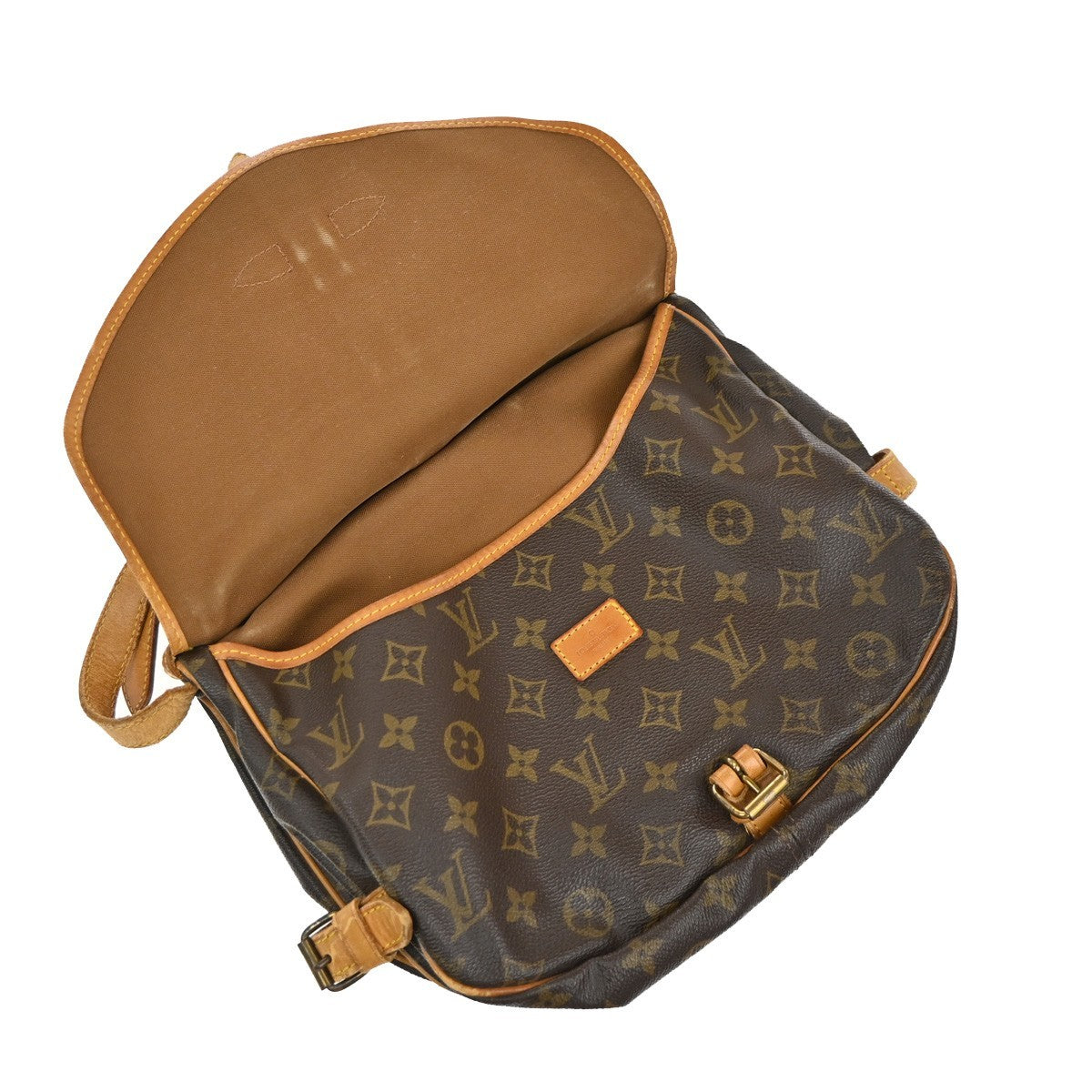 LOUIS VUITTON Logo Saumur 30 Shoulder Bag Monogram Leather Brown M42256 87EG368